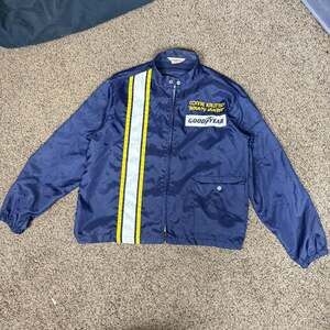 Vintage 1970s Connie Kalittas Bounty Hunter Goodyear Racing Jacket‎ Blue Yellow